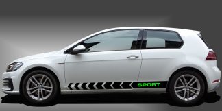 Seitenaufkleber Car Sticker in Schwarz und Giftgrün auf weißem VW Golf 7