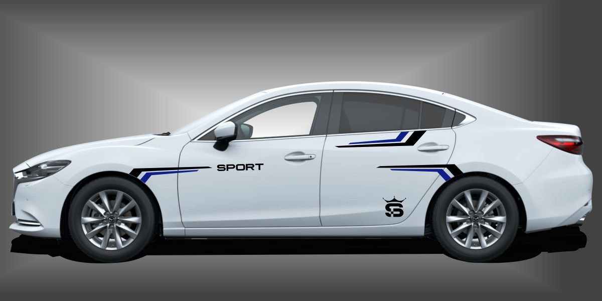 Der Seitenaufkleber sportlich ist ein rebellischer Seitenaufkleber für Limousinen, der dem Fahrzeug eine sportliche und moderne Dimension im Design verleiht. Das Set besteht aus modularen Einzelelementen im Baukastenprinzip. Geeignet für glatte, lackierte Fahrzeugoberflächen. Material: Hochwertige Plotterfolie (Mactac), UV-beständig, waschstraßenfest, rückstandslos entfernbar, Haltbarkeit über 10 Jahre.