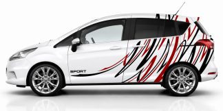 Seitenaufkleber Van in Schwarz und Dunkelrot auf einem weißen Ford B-Max