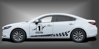 Seitendekor Auto in Schwarz auf weißem Mazda 6