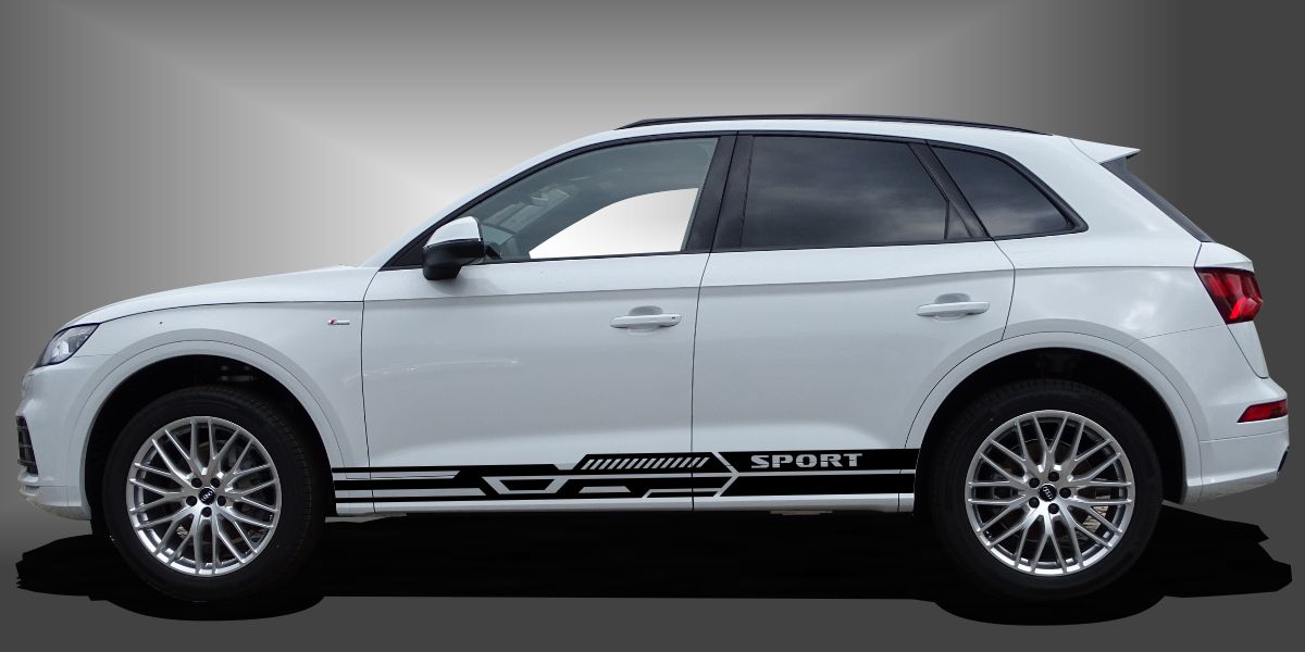 Seitendekor für SUV in Schwarz auf weißem Audi Q5