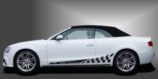 Seitenstreifen Aufkleber Auto in Schwarz auf weißem Audi A3 Cabrio