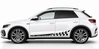Seitenstreifen Auto Tuning in Schwarz auf einem weißen VW T-Roc
