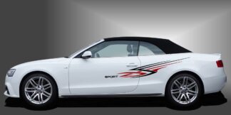 Seitenstreifen Cabrio in Schwarz und Dunkelrot auf weißem Audi A3 Cabrio