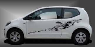Seitenstreifen PKW in Schwarz auf weißem VW UP