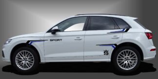 sportliches Auto Tuning in Schwarz und Blau auf weißem Audi Q5