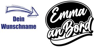 Sticker an Bord Aufkleber als origineller und toller Funny-Aufkleber in Schwarz auf weißer glatter Fläche