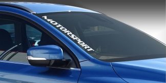 Sticker Aufkleber Frontscheibe als origineller und cooler Auto-Sticker in Weiß auf dunkelgrauer Frontscheibe