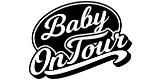 Sticker Baby on Tour als originelles und fantastisches Auto-Tribal in Schwarz auf weißer glatter Fläche