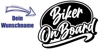 Sticker Biker on Board als originelles und markantes Aufkleber-Motiv in Schwarz auf weißer glatter Fläche