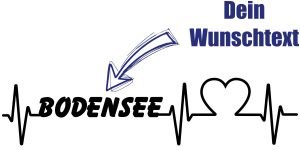 Sticker Bodensee Aufkleber Herzschlag als origineller, cooler Sticker in Schwarz auf weißer glatter Fläche
