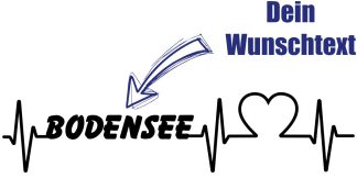 Sticker Bodensee Aufkleber Herzschlag als origineller, cooler Sticker in Schwarz auf weißer glatter Fläche