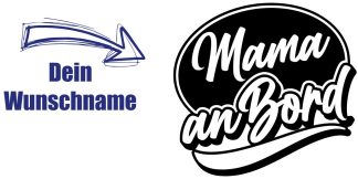 Sticker Mama an Bord als originelles und großartiges Aufkleber-Design in Schwarz auf weißer glatter Fläche