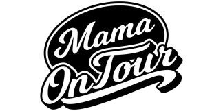 Sticker Mama on Tour als originelles und geniales Aufkleber-Design in Schwarz auf weißer glatter Fläche