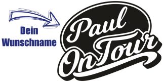 Sticker On Tour Aufkleber als origineller und kreativer Car-Sticker in Schwarz auf weißer glatter Fläche