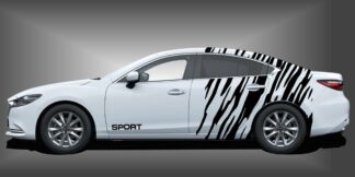 Stickers in Schwarz auf weißem Mazda 6