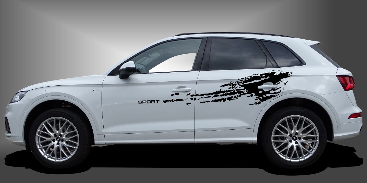 Streifen Car Sticker in Schwarz auf weißem Audi Q5