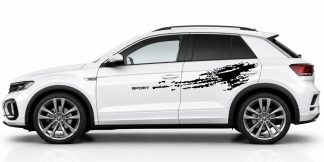 Streifen Car Sticker in Schwarz auf einem weißen VW T-Roc