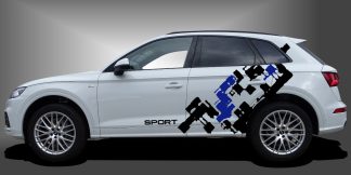 Streifen Dekor Set in Schwarz und Blau auf weißem Audi Q5