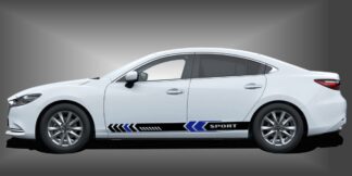 Streifen für PKW in Schwarz und Blau auf weißem Mazda 6