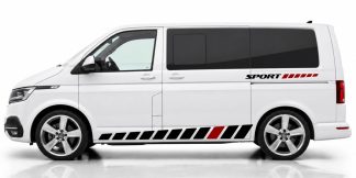 Streifen für T6 in Schwarz und Dunkelrot auf einem weißen VW T6