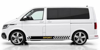Streifen für Transporter in Schwarz und Gelb auf einem weißen VW T6
