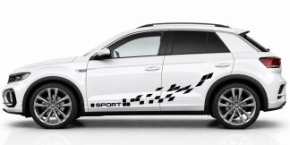 Streifen Seite Auto in Schwarz auf einem weißen VW T-Roc