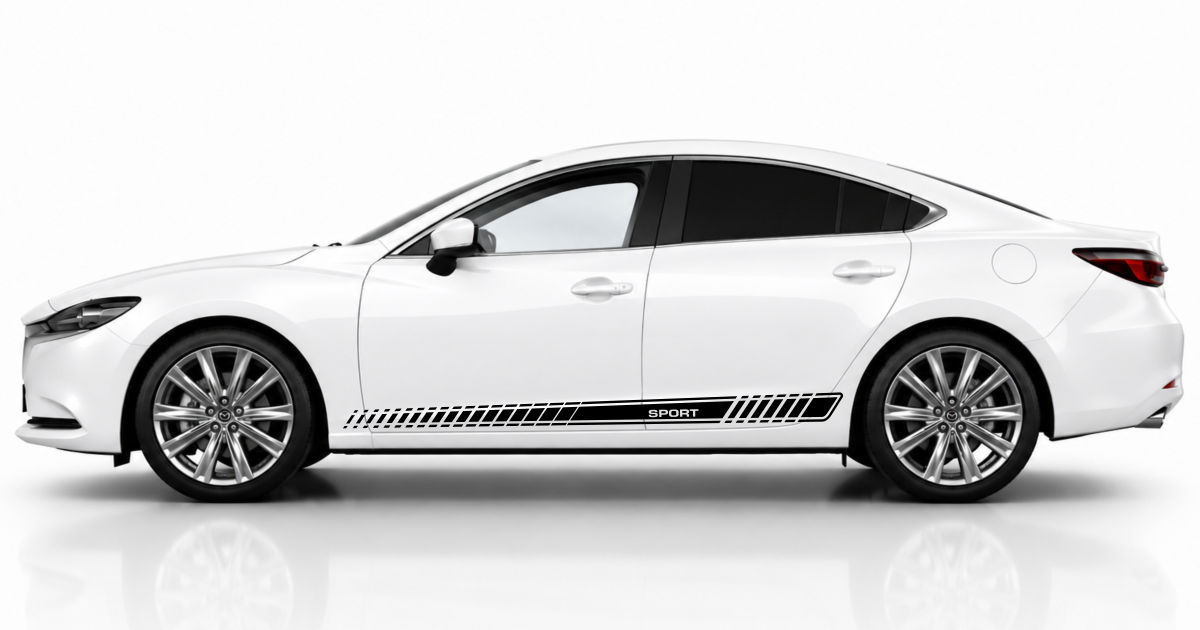 Streifen Tattoo in Schwarz auf einem weißen Mazda 6