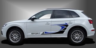 SUV Folierung als sportliche und außergewöhnliche Auto-Folie in Schwarz und Blau auf weißem Audi Q5