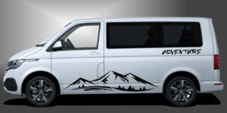 T6 Aufkleber Berge in Schwarz auf weißem VW T6