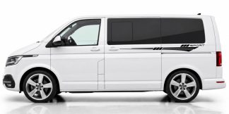 T6 Bus Aufkleber in Schwarz auf einem weißen VW T6