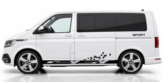 T6 Bus Auto Folie in Schwarz auf einem weißen VW T6