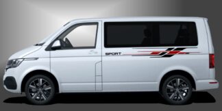 T6 Bus Autodesign in Schwarz und Dunkelrot auf weißem VW T6