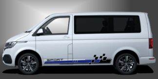 T6 Bus Car Sticker in Schwarz und Blau auf weißem VW T6