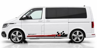 T6 Bus Car Sticker in Schwarz und Dunkelrot auf einem weißen VW T6