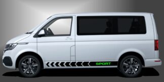 T6 Bus Dekorfolie in Schwarz und Giftgrün auf weißem VW T6