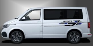 T6 Bus Tuning Aufkleber in Schwarz und Blau auf weißem VW T6