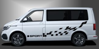 T6 Karo Aufkleber in Schwarz auf weißem VW T6-1