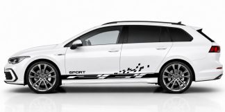 Türaufkleber Auto in Schwarz auf einem weißen Golf 8 Variant