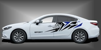 Tuning Aufkleber Car Sticker in Schwarz und Blau auf weißem Mazda 6