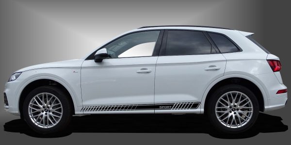 Tuning Rally Streifen in Schwarz auf weißem Audi Q5