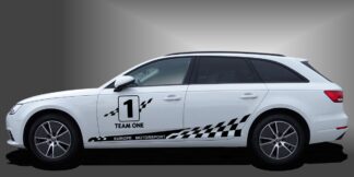 Tuning Stickers in Schwarz auf weißem Audi A4 Avant