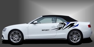 Tuningaufkleber Car Sticker in Schwarz und Blau auf weißem Audi A3 Cabrio