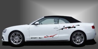 Vinyl Klebefolie in Schwarz und Dunkelrot auf weißem Audi A3 Cabrio