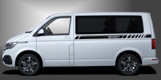 VW Bus Streifen in Schwarz auf weißem VW T6