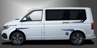 VW Bus Tuning in Schwarz und Blau auf weißem VW T6